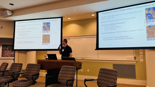 Fabian Helms presenting at the paper development workshop