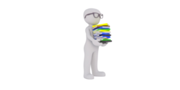 Male with glasses and books